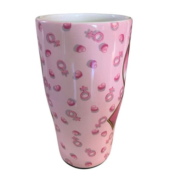 Spoontiques Pink Ribbon Find a Cure Ceramic Coffee Travel Mug with Plastic Lid - Picture 3 of 13